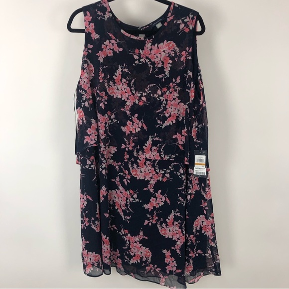 NWT Tommy Hilfiger‎ Floral Print Tiered Shift Dress Flowy A-line Mini Tank Dress - Picture 3 of 5